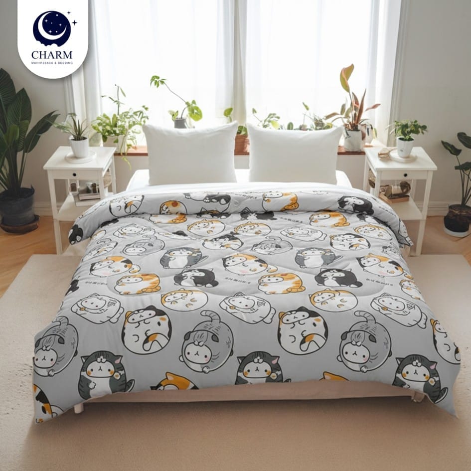 ผ้าห่มนวม 150&times;200 ซม. CHARM ลาย LAZY CAT คอลเลคชั่น DREAMY